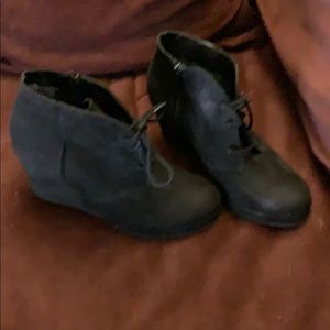 Black wedge bootie. Size 7.